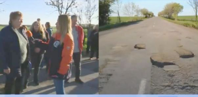 ПРОТЕСТ БЛОКИРА РЕПУБЛИКАНСКИ ПЪТ в ЯМБОЛСКА ОБЛАСТ &quot;ПЛАЩАМЕ ВИНЕТКИ, А ПЪТУВАМЕ ПО ЛУННА ПОВЪРХНОСТ