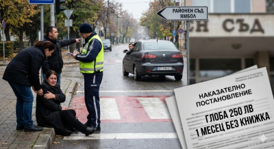 Блъсва пешеходец на „зебра“ и избяга. Какво следва? Ямболски съд даде ясен отговор